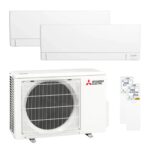 Ensemble multisplit Mitsubishi Electric (1 x 2,5 kW et 1 x 3,5 kW) avec unité extérieure de 5,3 kW
